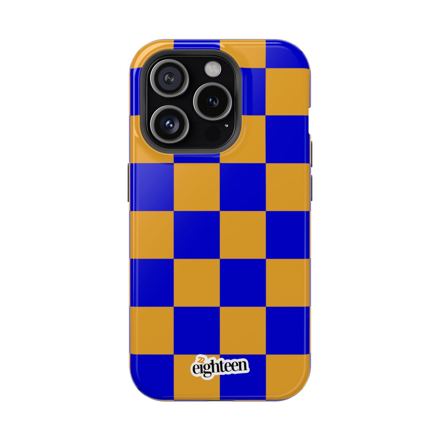 Royal Blue & Gold Checkered MagSafe Tough Case