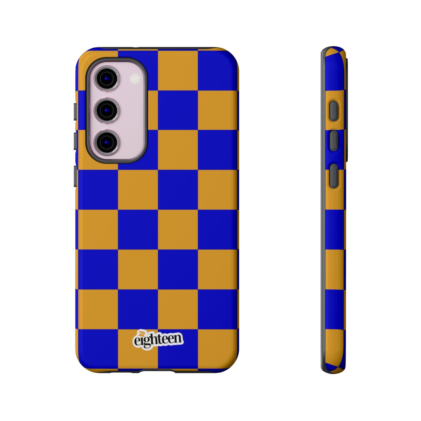Royal Blue & Gold Checkered Tough Phone Case