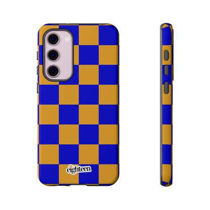 Royal Blue & Gold Checkered Tough Phone Case