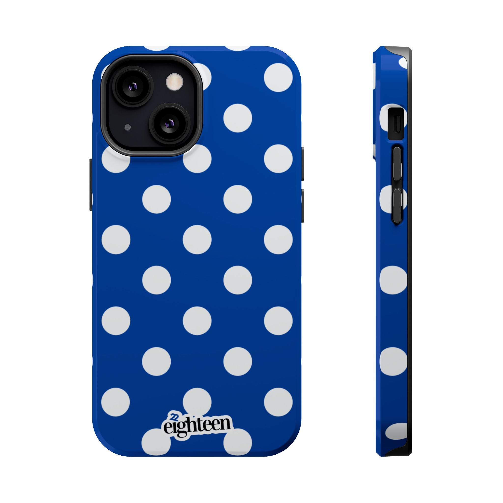 Royal Blue & White Polka Dot MagSafe Tough Case
