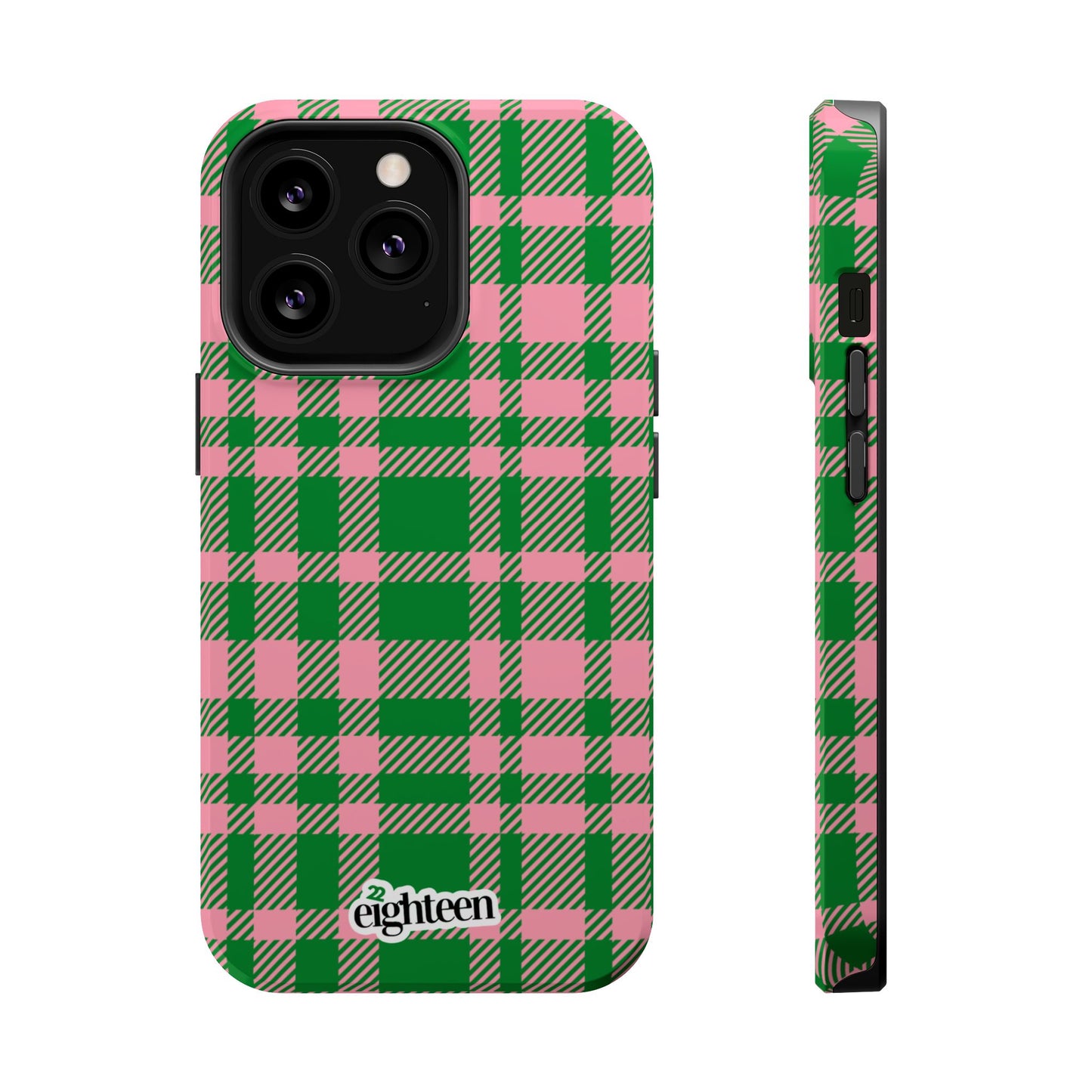 Pink Salmon & Apple Green Sorority Plaid MagSafe Tough Case