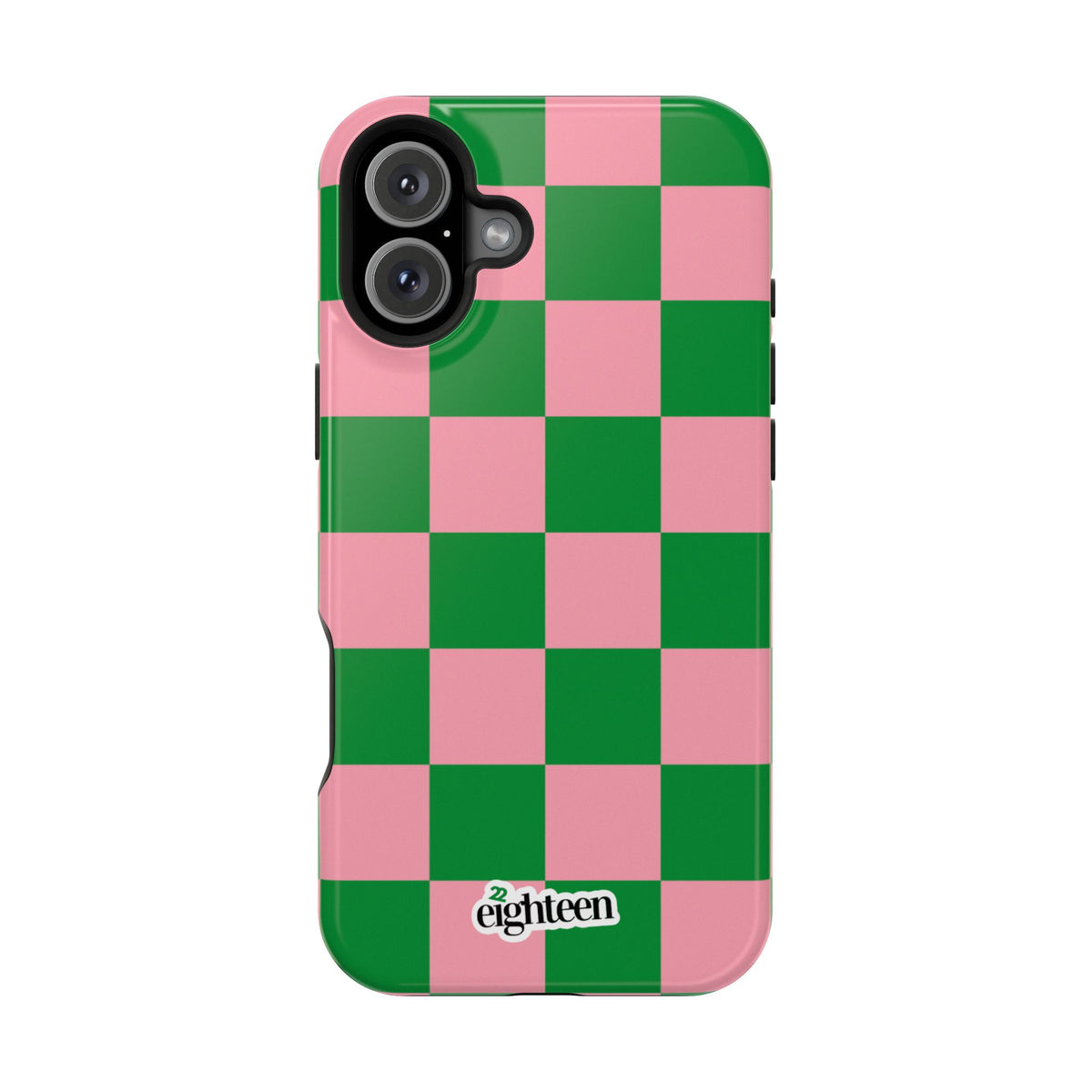 Pink Salmon & Apple Green Check, Please! MagSafe Phone Case