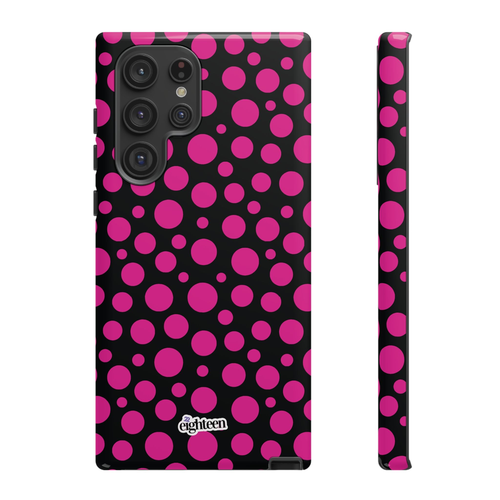 Black + Pink Poppy Tough Phone Case