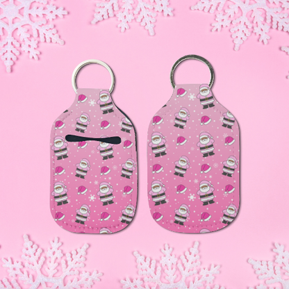 Pink Santa Hand Sanitizer Keychain