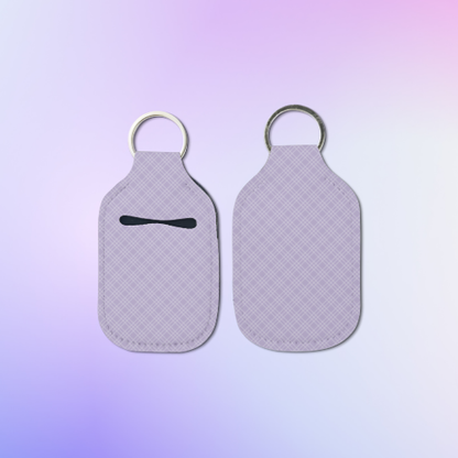 Lavender Plaid Hand Sanitizer Keychain