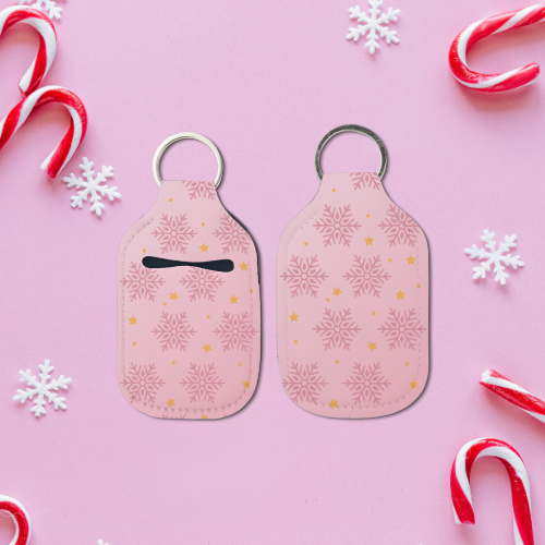 Pink Snowflake Hand Sanitizer Keychain