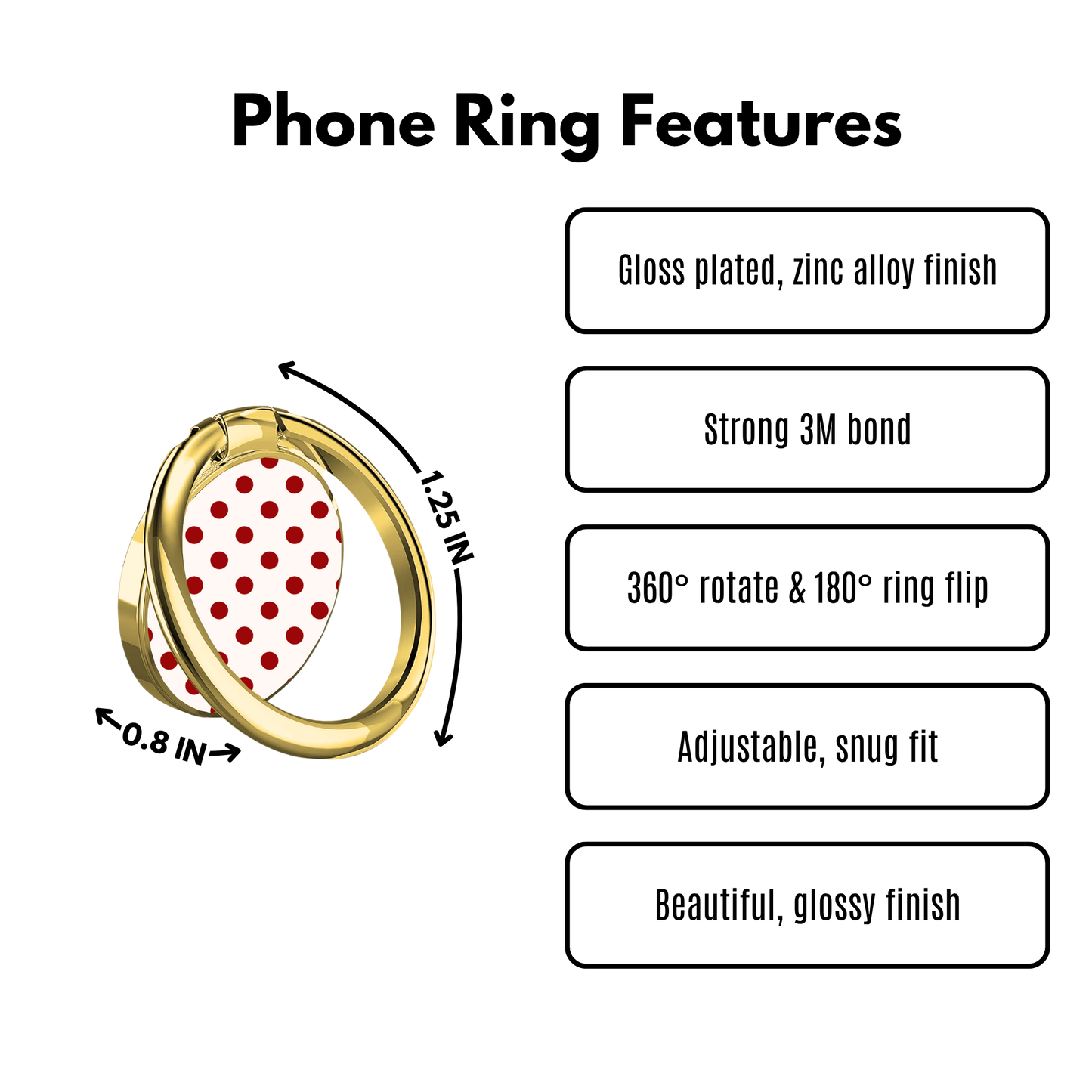 Black Sorority Polka Dot Phone Ring