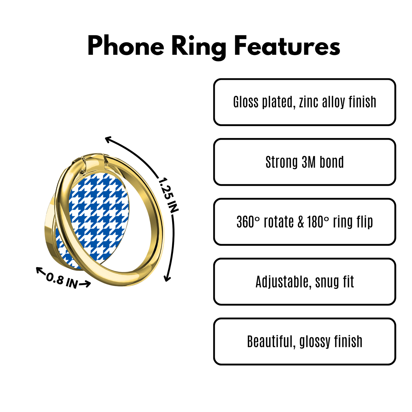 Black Sorority Houndstooth Phone Ring