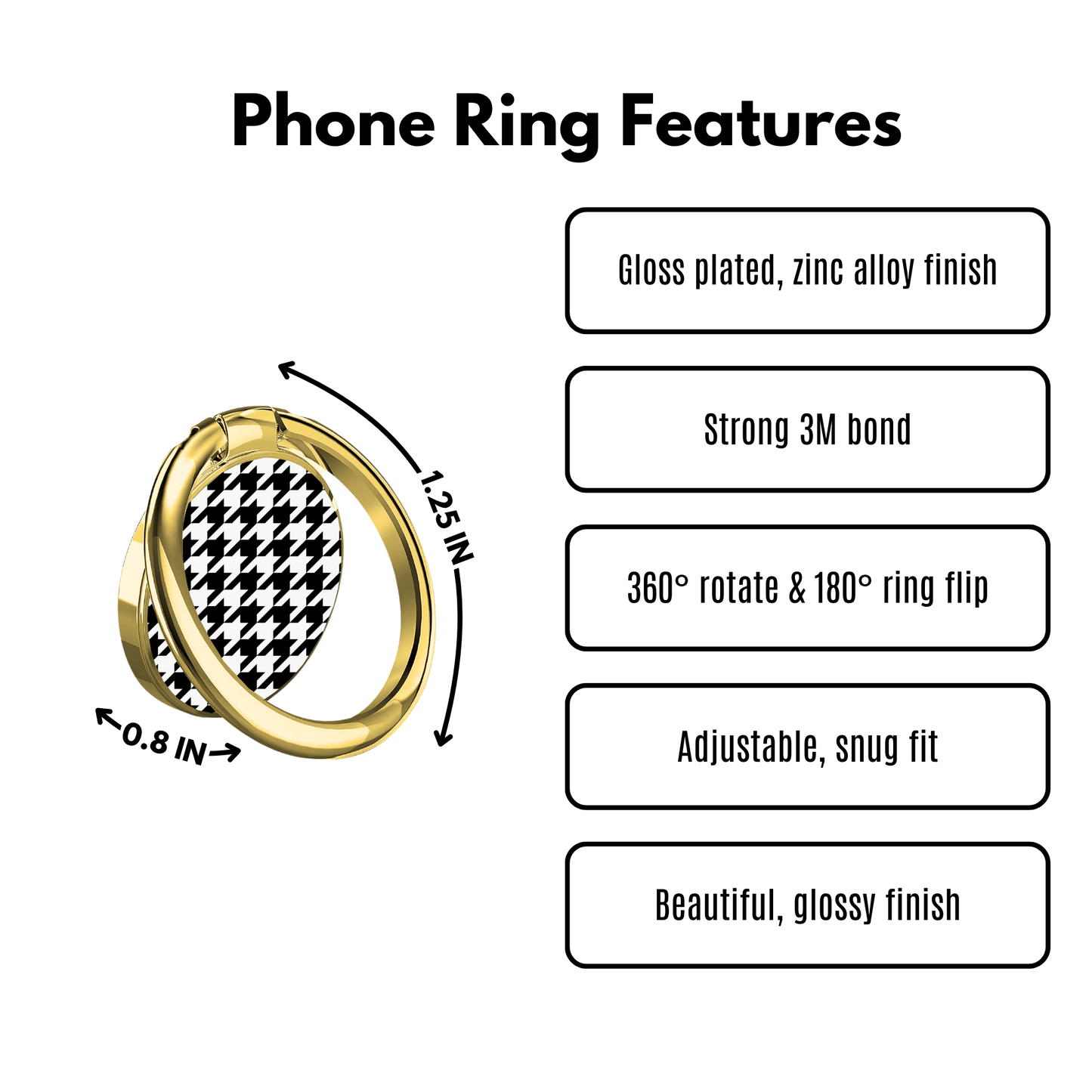Colorblock Houndstooth Phone Ring