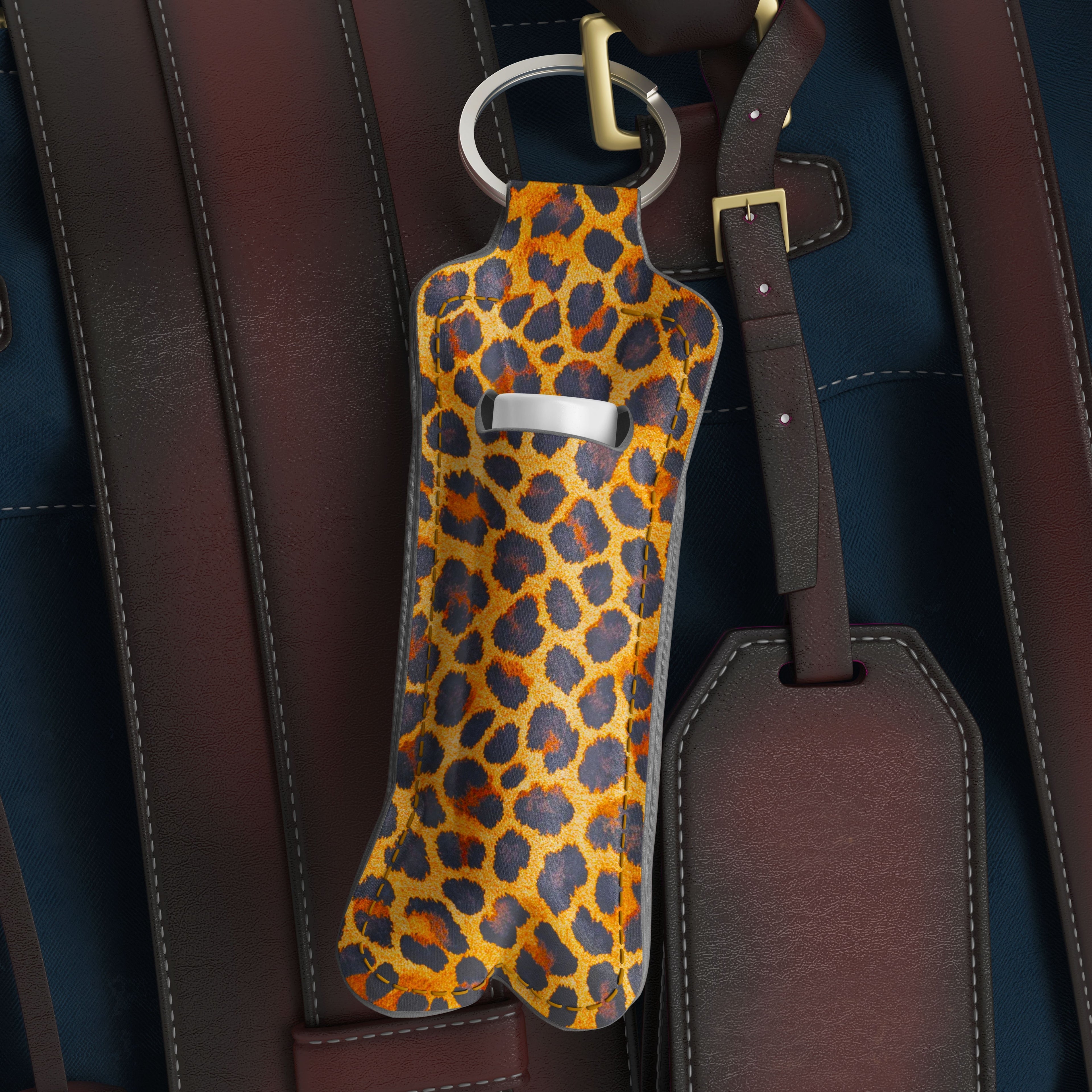 Lux Leopard Lip Balm Pouch Keychain