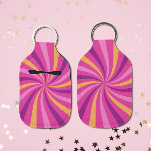 Pink Starburst Hand Sanitizer Keychain