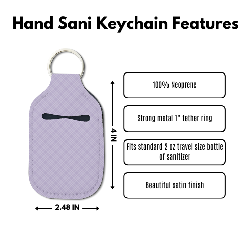 Lavender Plaid Hand Sanitizer Keychain