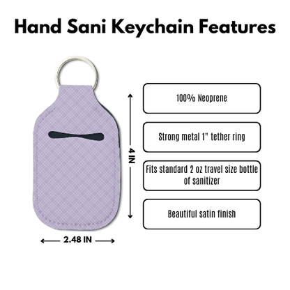 Lavender Plaid Hand Sanitizer Keychain