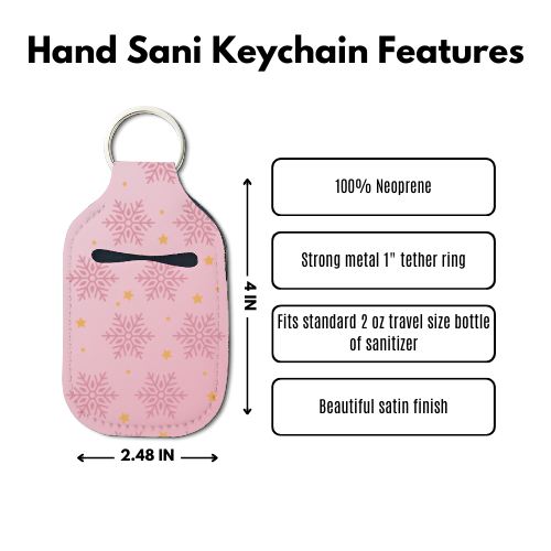 Pink Snowflake Hand Sanitizer Keychain