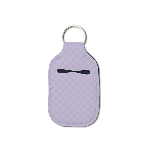 Lavender Plaid Hand Sanitizer Keychain