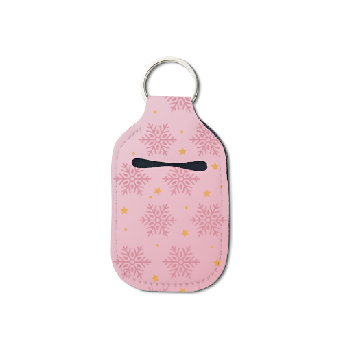 Pink Snowflake Hand Sanitizer Keychain