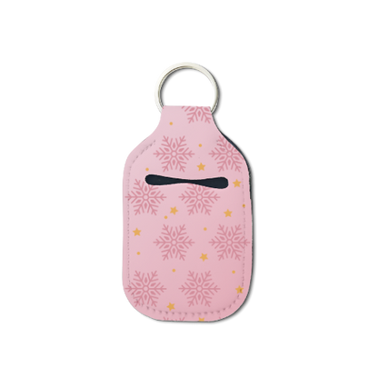 Pink Snowflake Hand Sanitizer Keychain