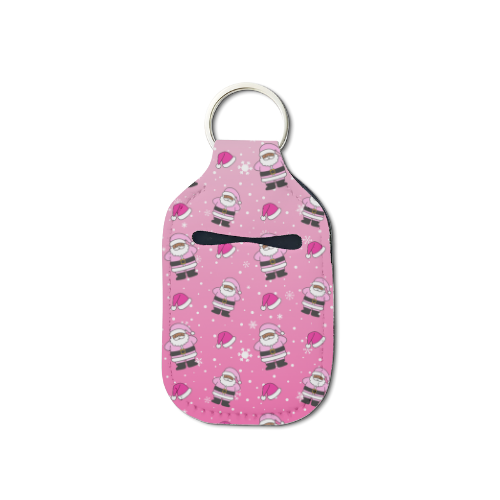 Pink Santa Hand Sanitizer Keychain