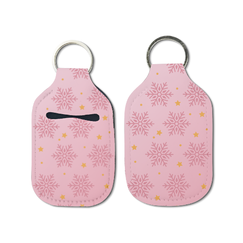 Pink Snowflake Hand Sanitizer Keychain