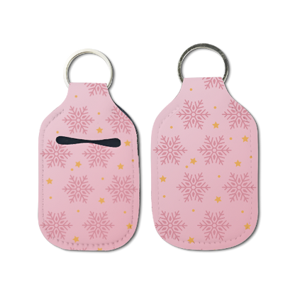 Pink Snowflake Hand Sanitizer Keychain