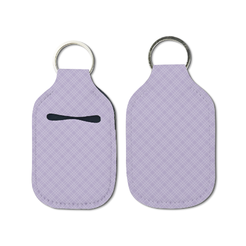 Lavender Plaid Hand Sanitizer Keychain