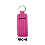 Monochrome Houndstooth Lip Balm Pouch Keychain
