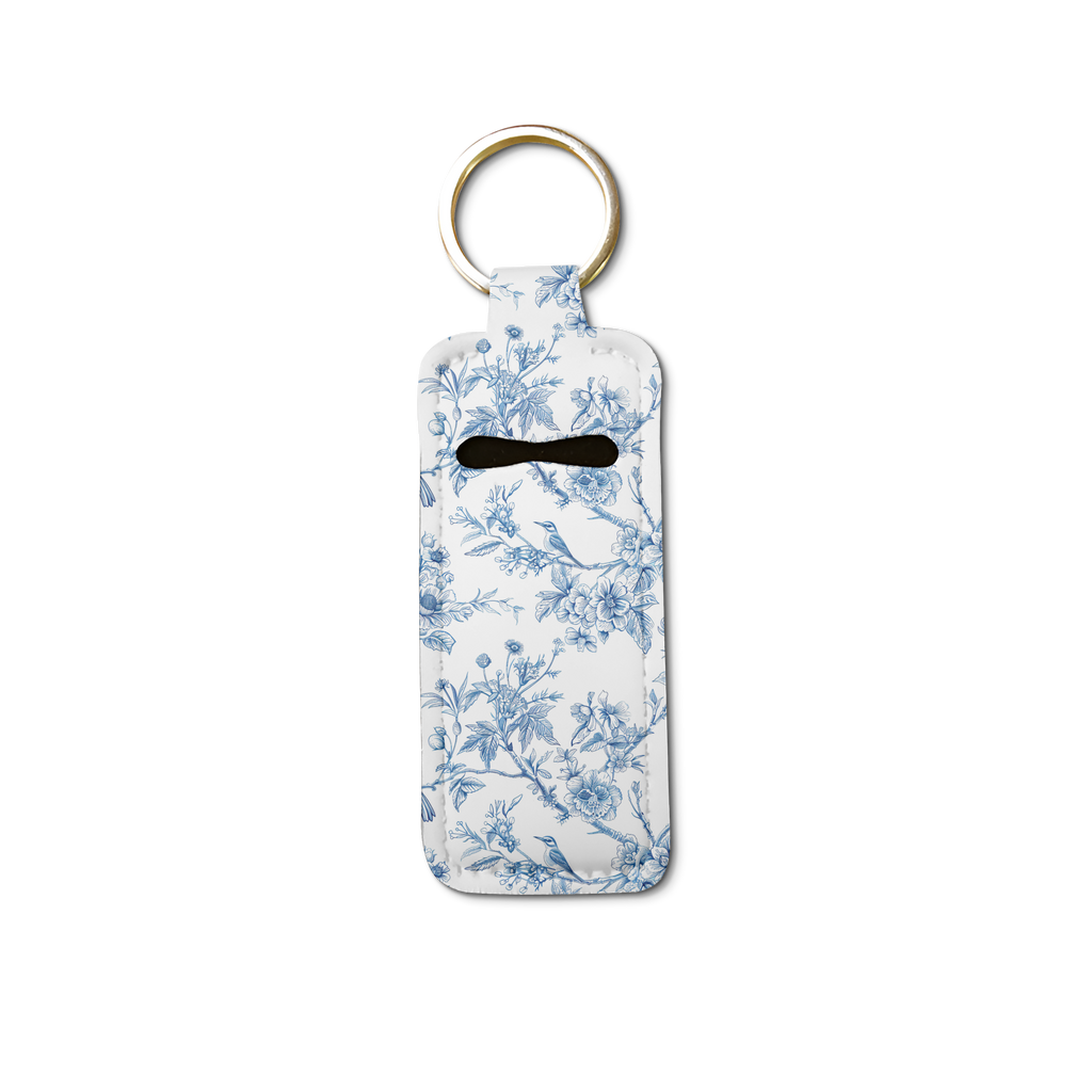 Porcelain Bloom Lip Balm Pouch Keychain