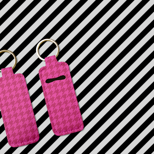 Monochrome Houndstooth Lip Balm Pouch Keychain