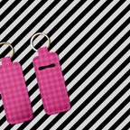 Monochrome Houndstooth Lip Balm Pouch Keychain