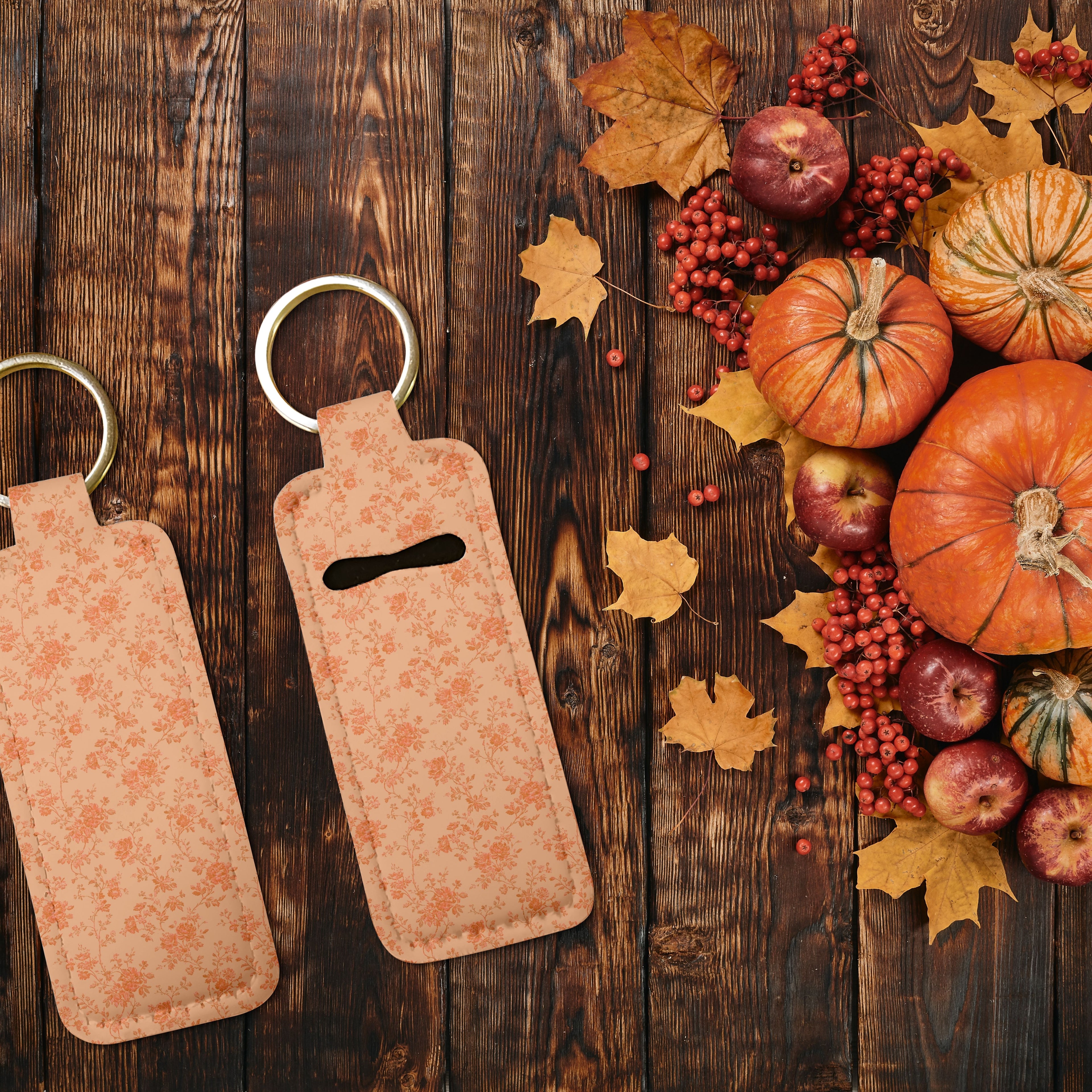 Brown Sugar Bloom  Lip Balm Pouch Keychain