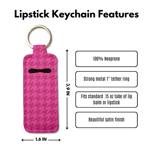 Monochrome Houndstooth Lip Balm Pouch Keychain