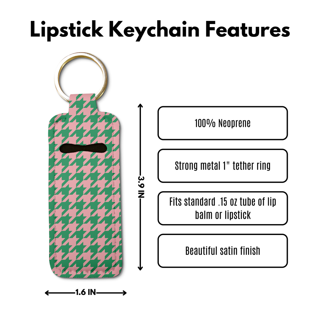 Houndstooth Lip Balm Pouch Keychain