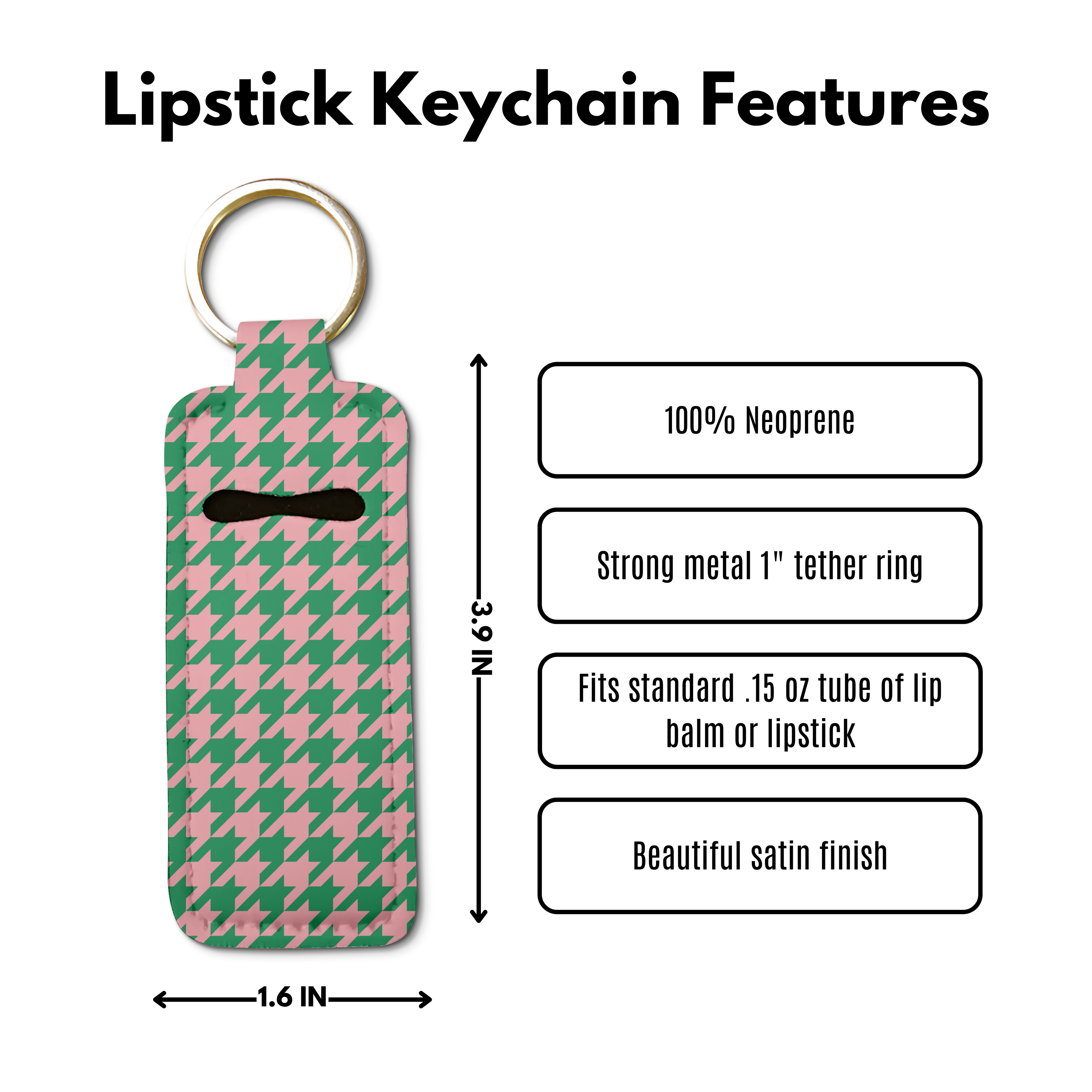 Houndstooth Lip Balm Pouch Keychain