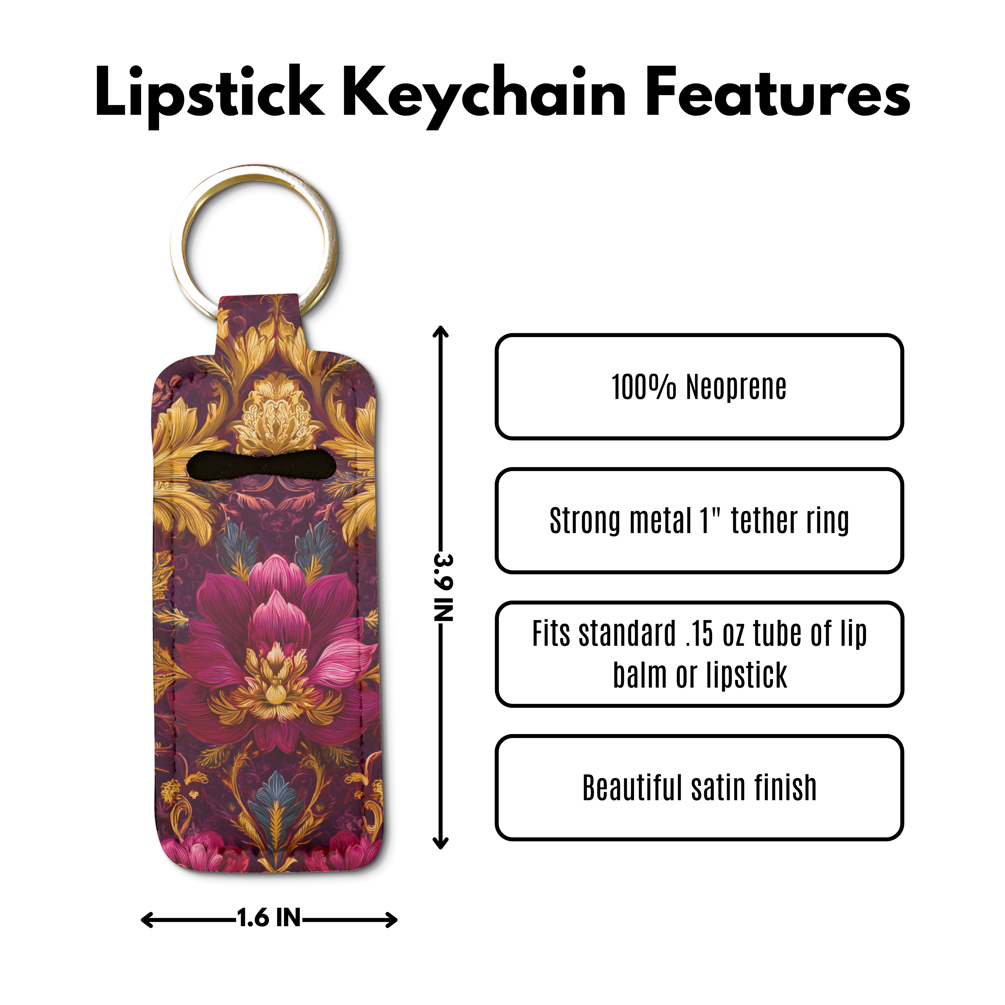 Gilded Dreams Lip Balm Pouch Keychain