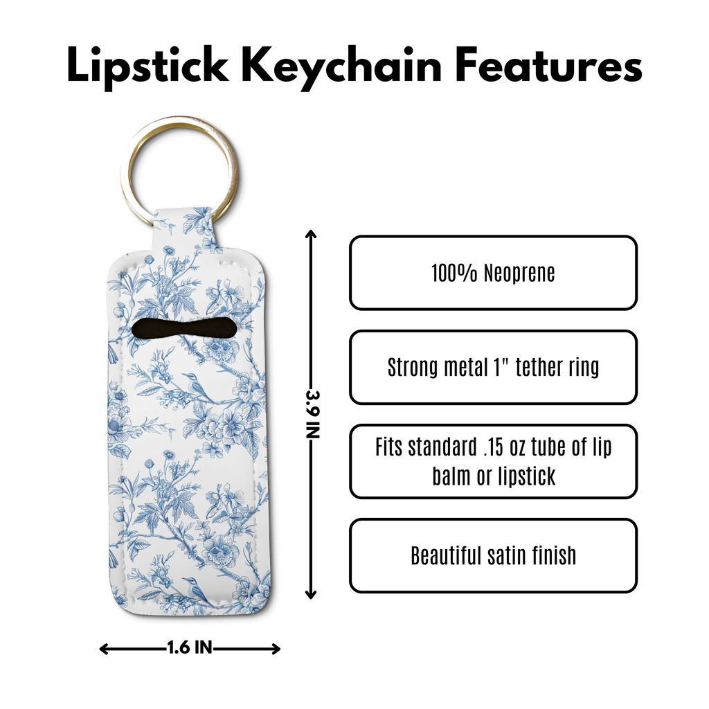 Porcelain Bloom Lip Balm Pouch Keychain