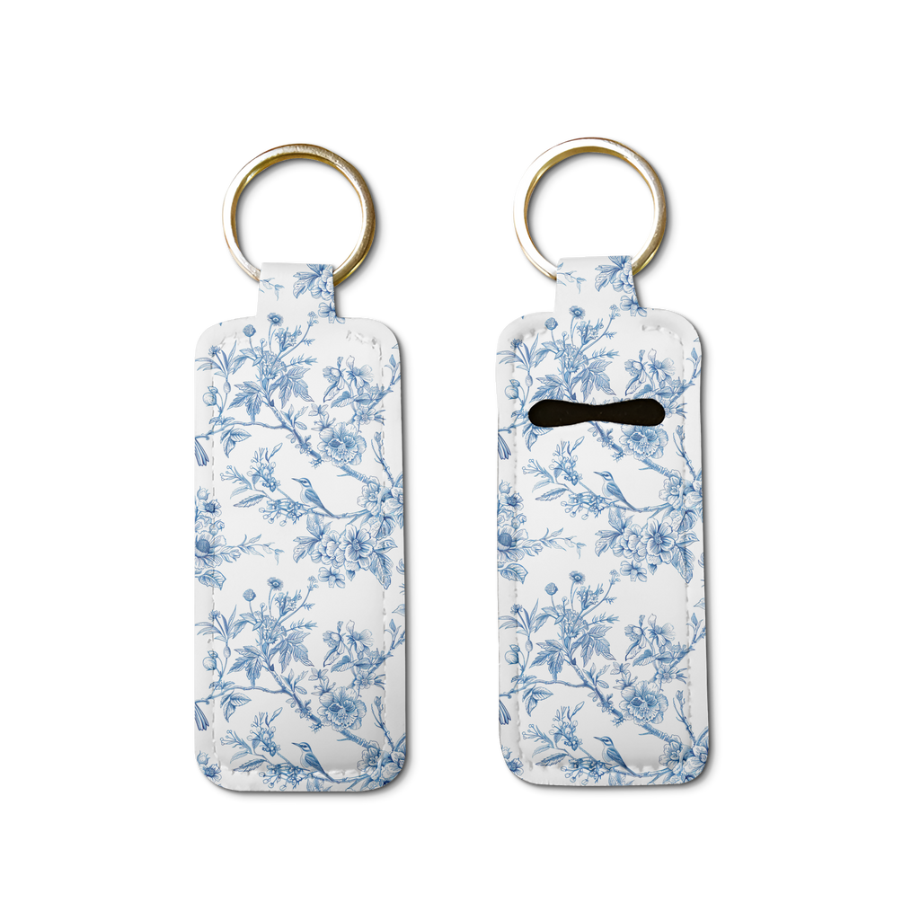 Porcelain Bloom Lip Balm Pouch Keychain