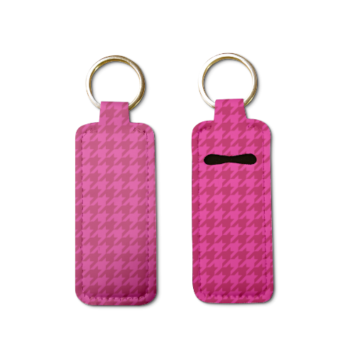 Monochrome Houndstooth Lip Balm Pouch Keychain