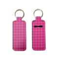 Monochrome Houndstooth Lip Balm Pouch Keychain