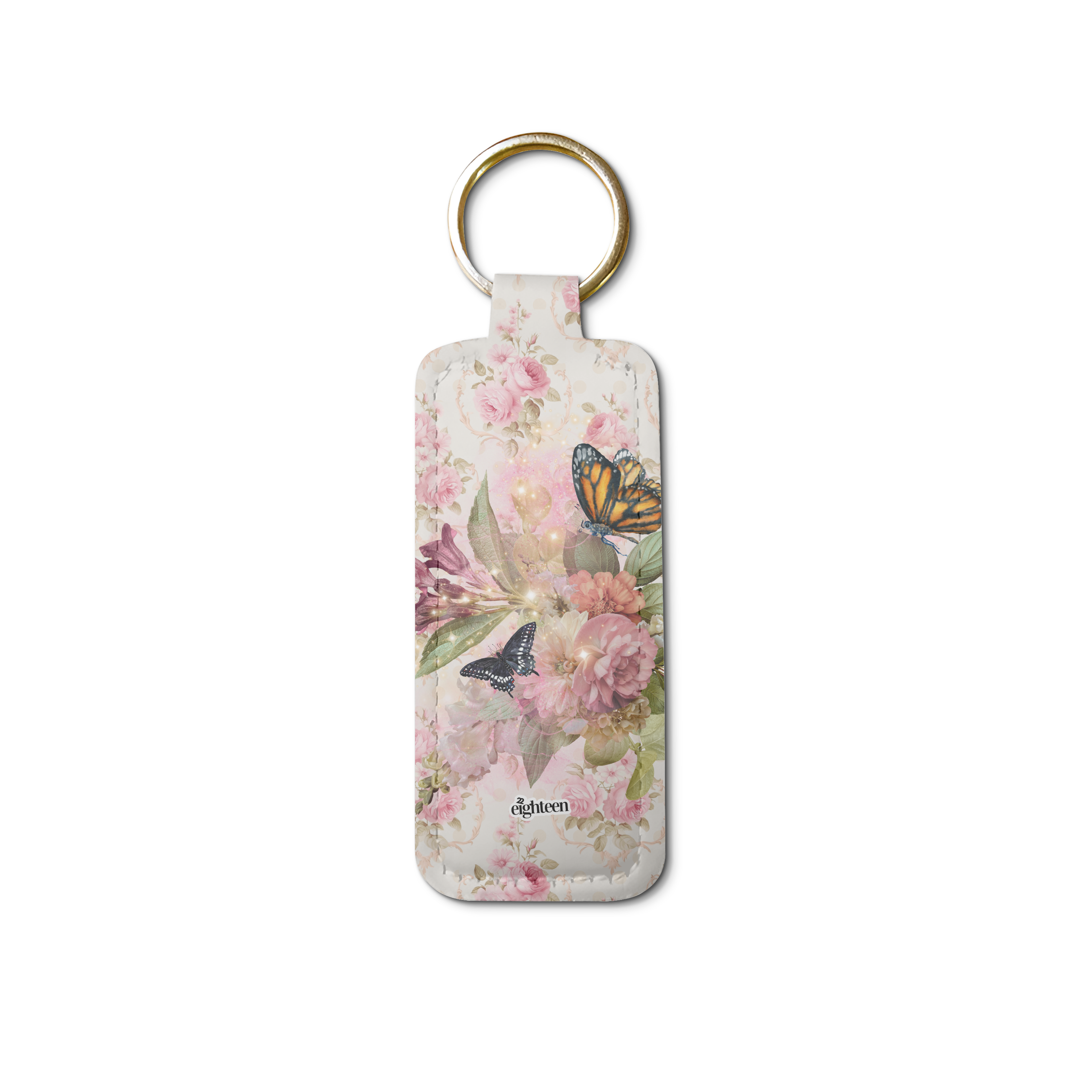 Vintage Bloom Lip Balm Pouch Keychain