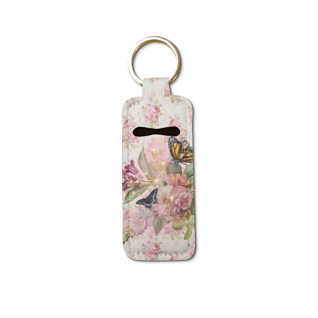 Vintage Bloom Lip Balm Pouch Keychain