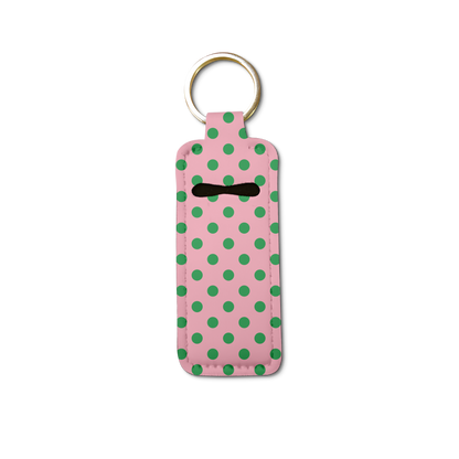 Black Sorority Polka Dot Lip Balm Pouch Keychain