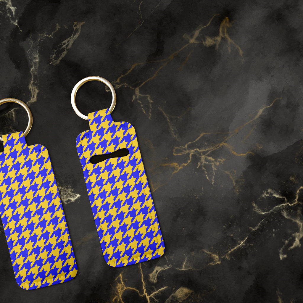 Houndstooth Lip Balm Pouch Keychain