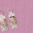 Vintage Bloom Lip Balm Pouch Keychain