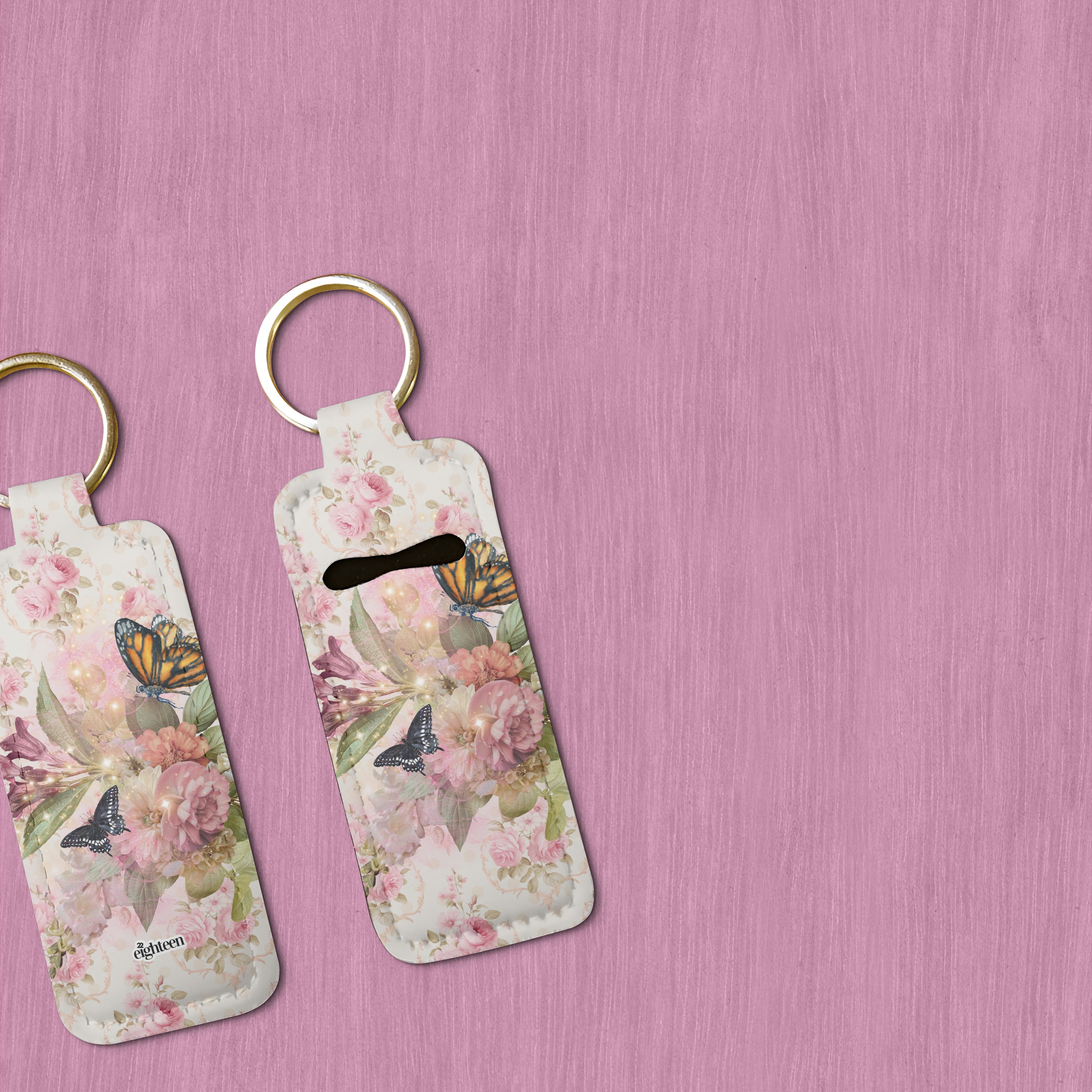 Vintage Bloom Lip Balm Pouch Keychain