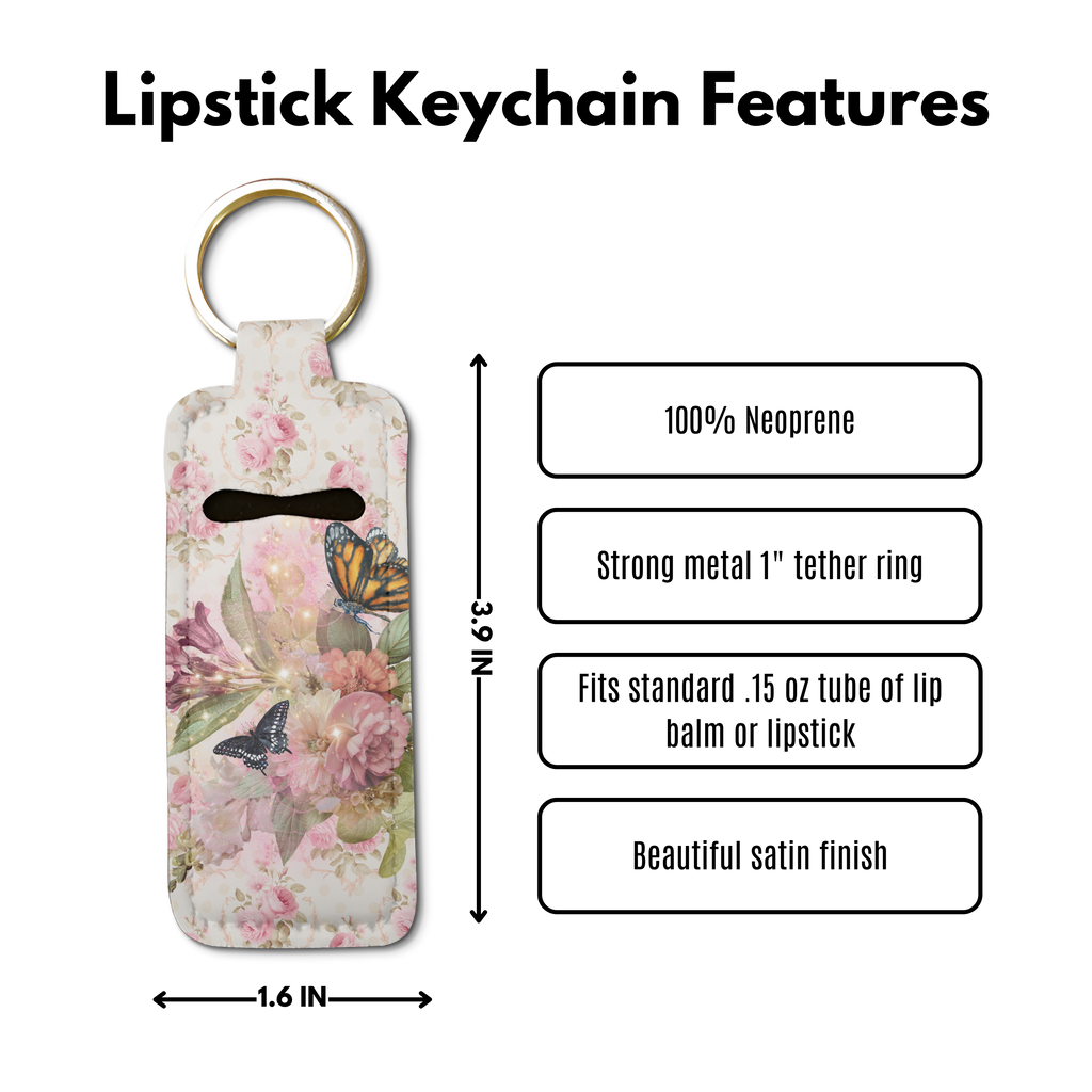 Vintage Bloom Lip Balm Pouch Keychain
