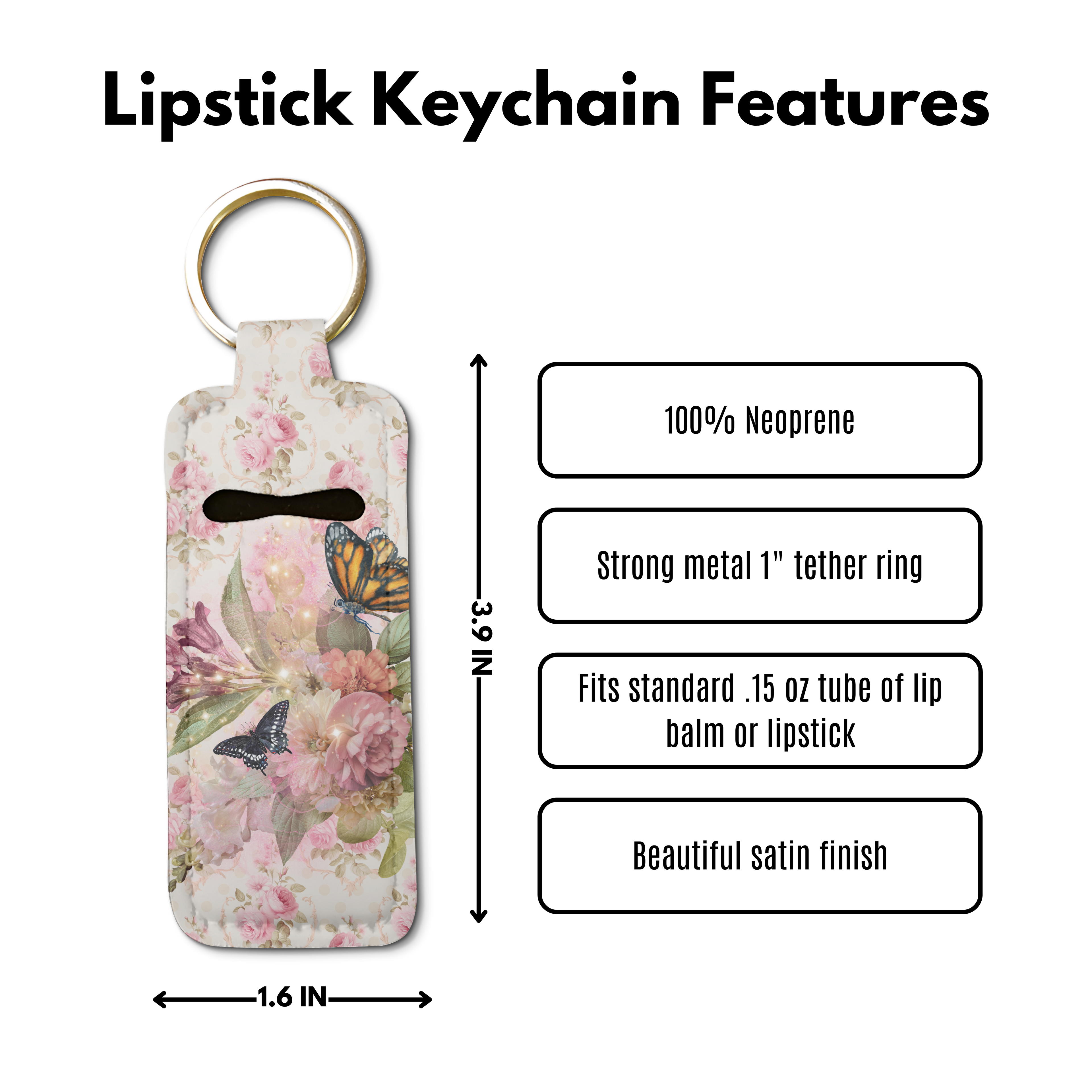 Vintage Bloom Lip Balm Pouch Keychain