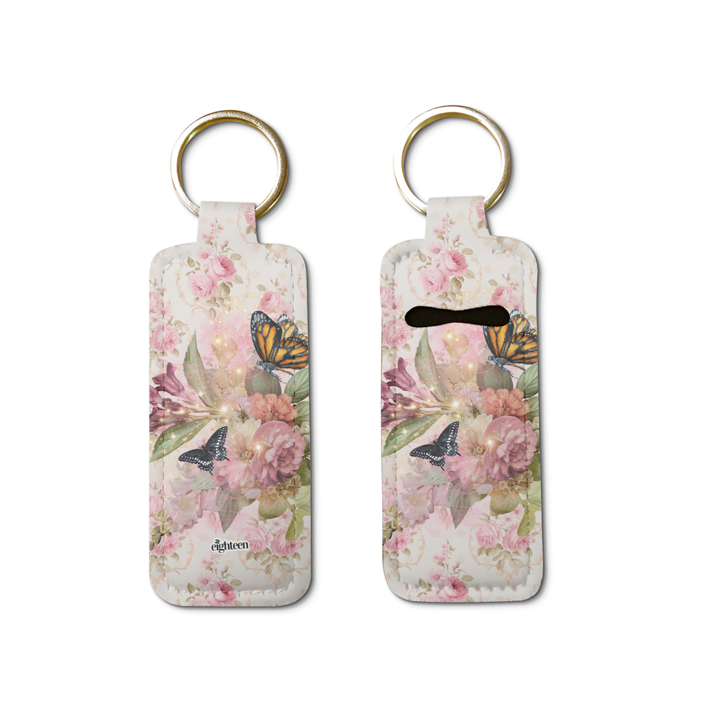 Vintage Bloom Lip Balm Pouch Keychain