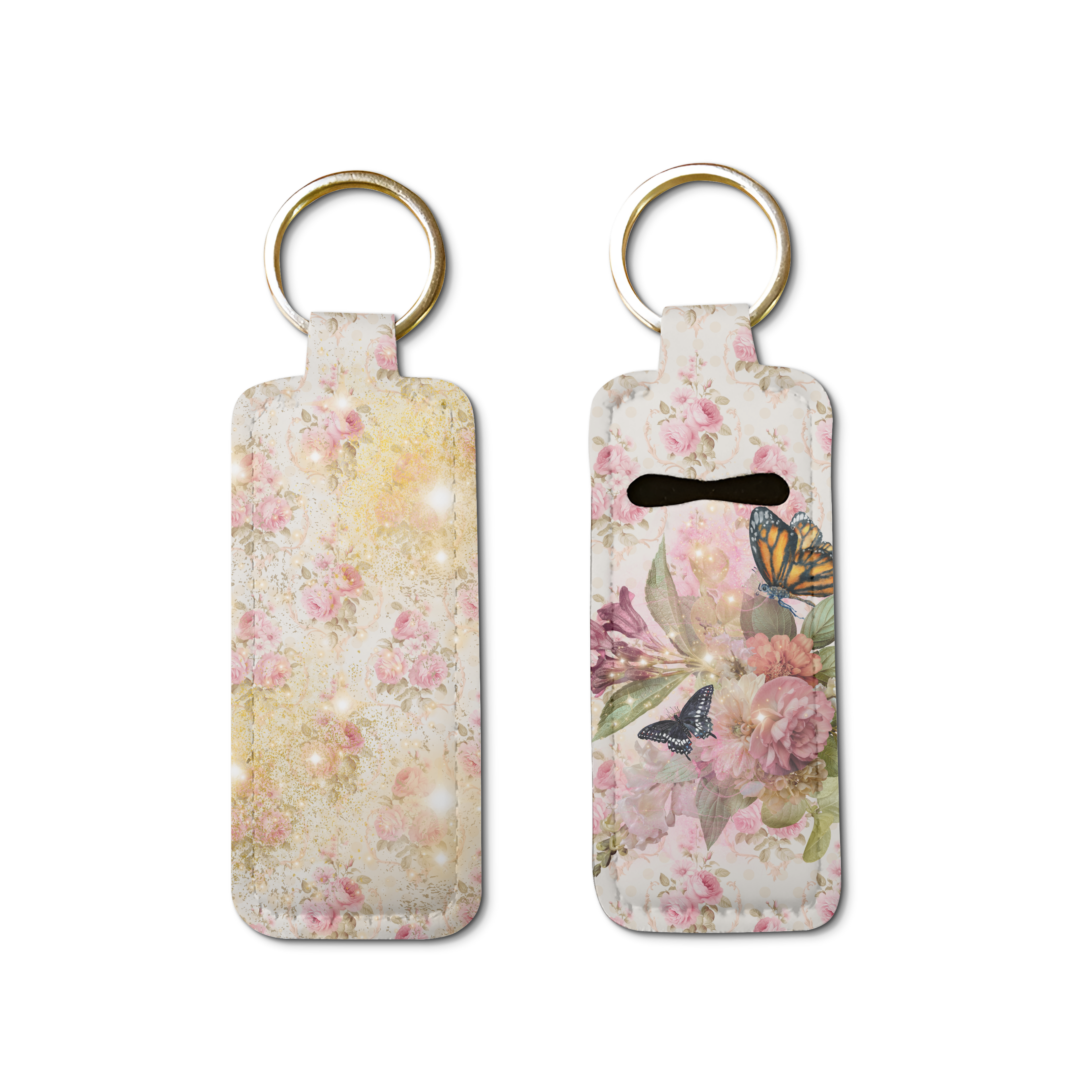 Vintage Bloom Lip Balm Pouch Keychain
