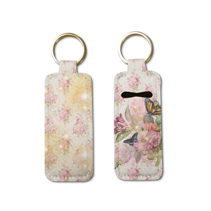 Vintage Bloom Lip Balm Pouch Keychain