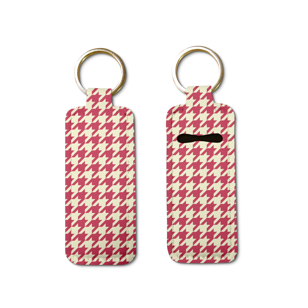 Houndstooth Lip Balm Pouch Keychain